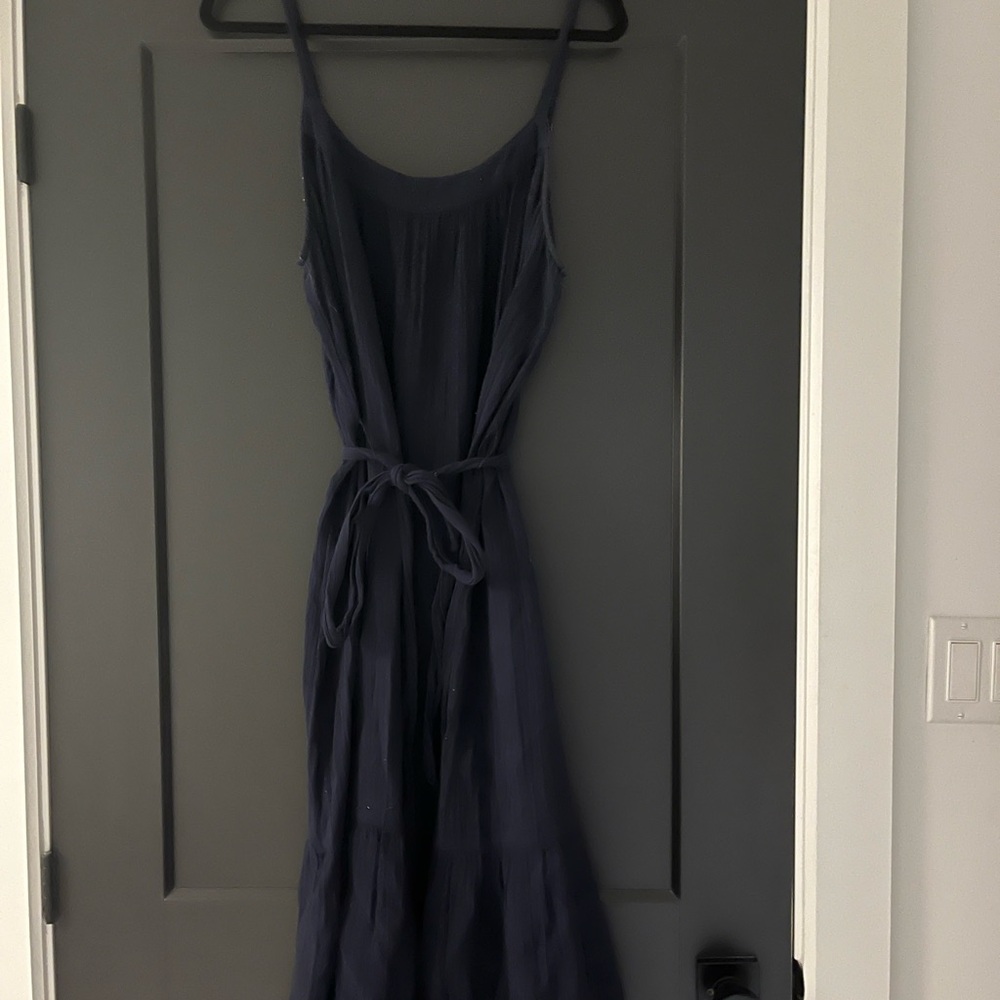 GAP Navy Blue Midi Slip Dress with Waist Tie